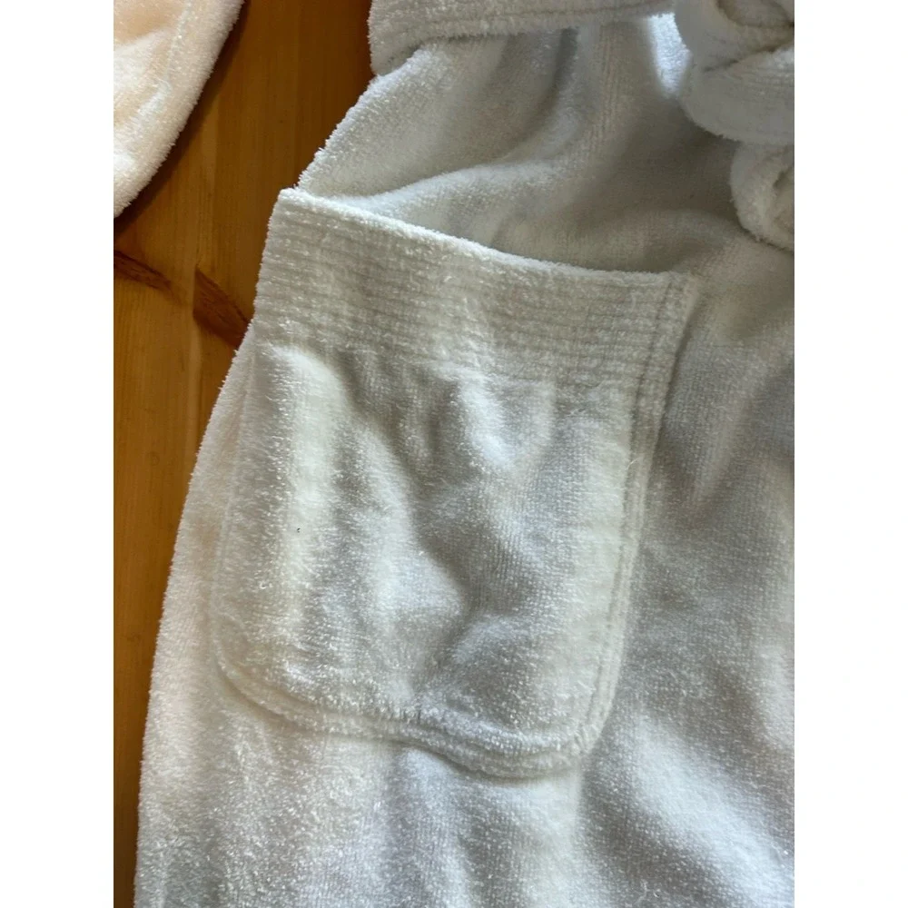 Vintage Bill Blass Robe Men One Size Belted Pockets Terry 100% Cotton  WHITE